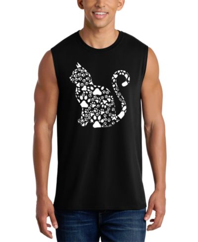 LA Pop Art Мужской Cat Silhouette Heart Pattern Word Art Graphic Tank Top