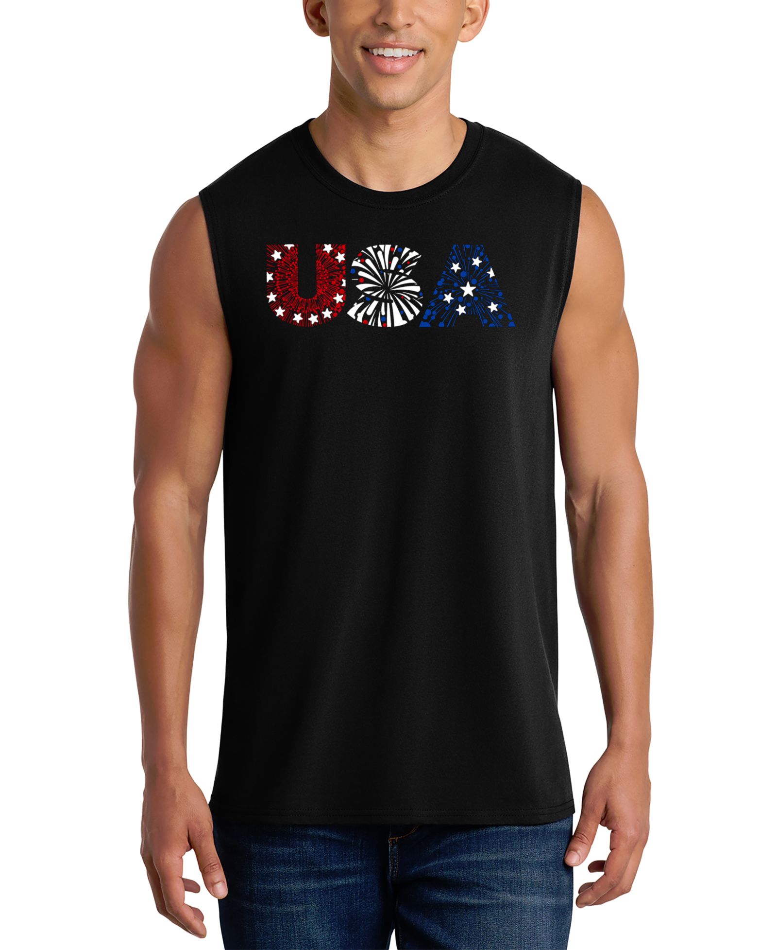LA Pop Art Мужской майка USA Fireworks Flag