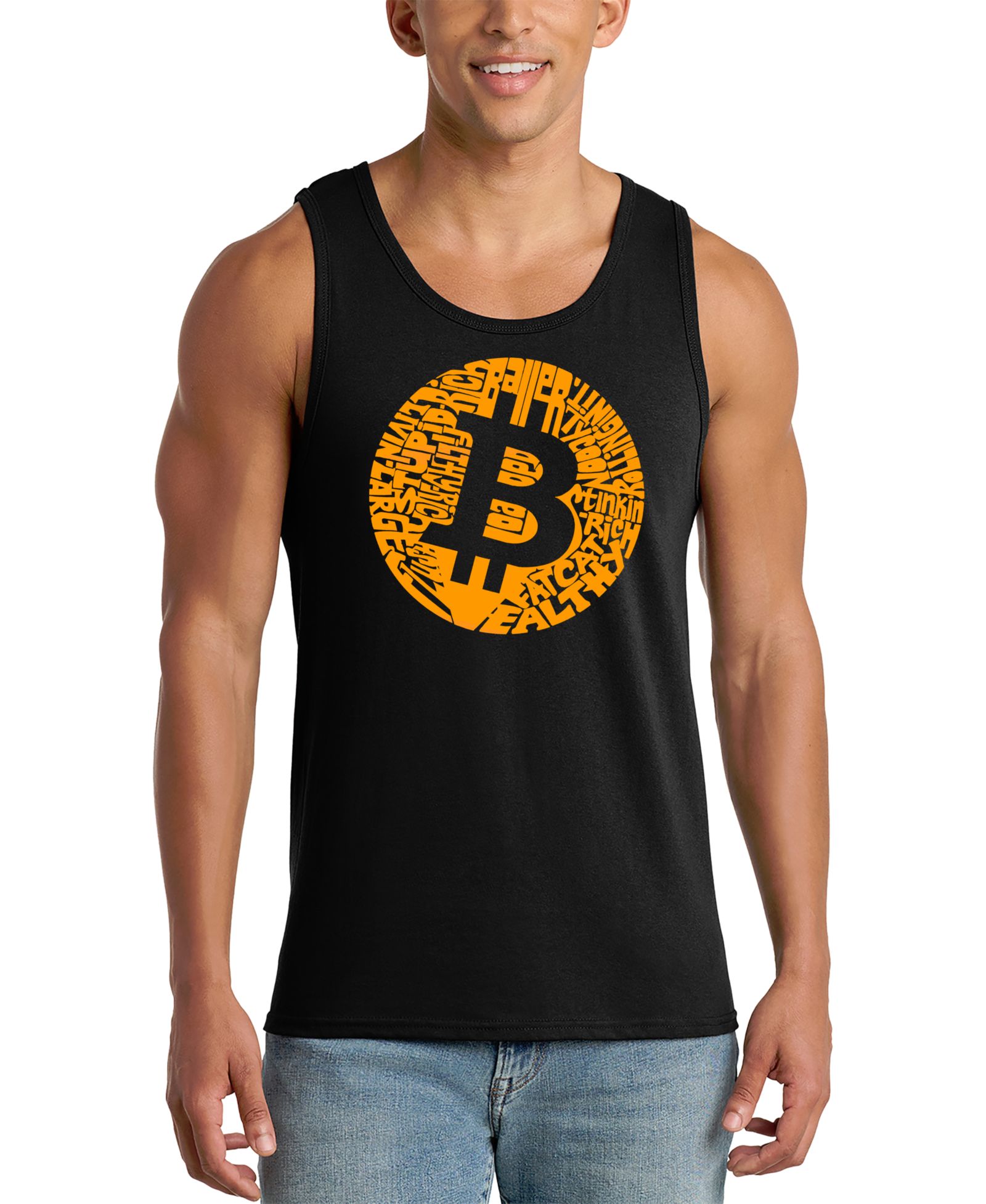 LA Pop Art Men's Bitcoin Symbol Graphic Tank Top