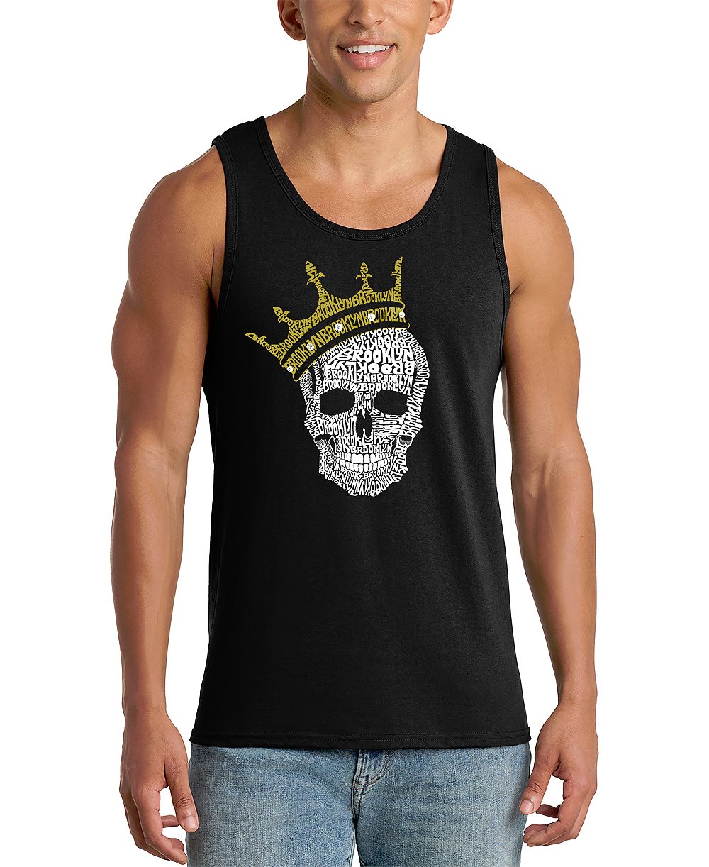 Мужской майка LA Pop Art Crowned Skull Word Art