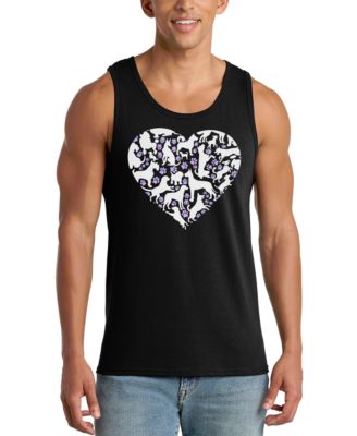 LA Pop Art Men's Penguin Heart Word Art Graphic Tank Top
