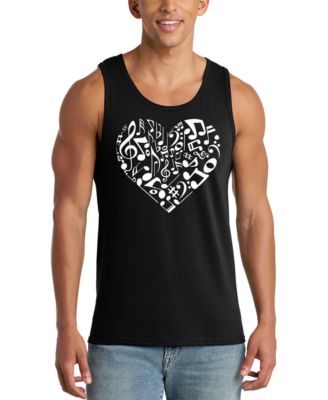 LA Pop Art Men's Music Notes Heart Word Art Graphic Tank Top