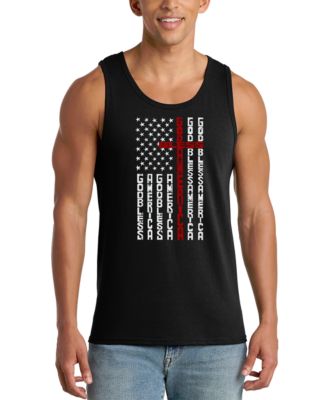 LA Pop Art Men's God Bless America Cross Faith Graphic Tank Top