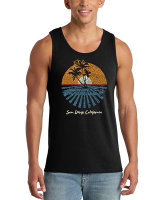 Мужская майка LA Pop Art Sunset Palm Tree Beach Scene Graphic