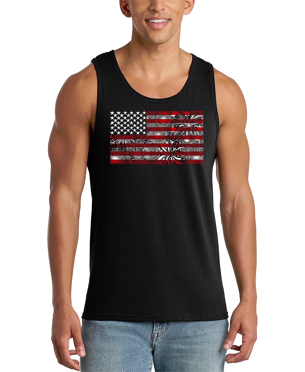 LA Pop Art Men's USA Flag Patriotic Motivational Graphic Tank Top