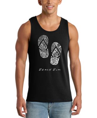 LA Pop Art Men's Flip Flops Beach Bum Word Art Graphic Tank Top