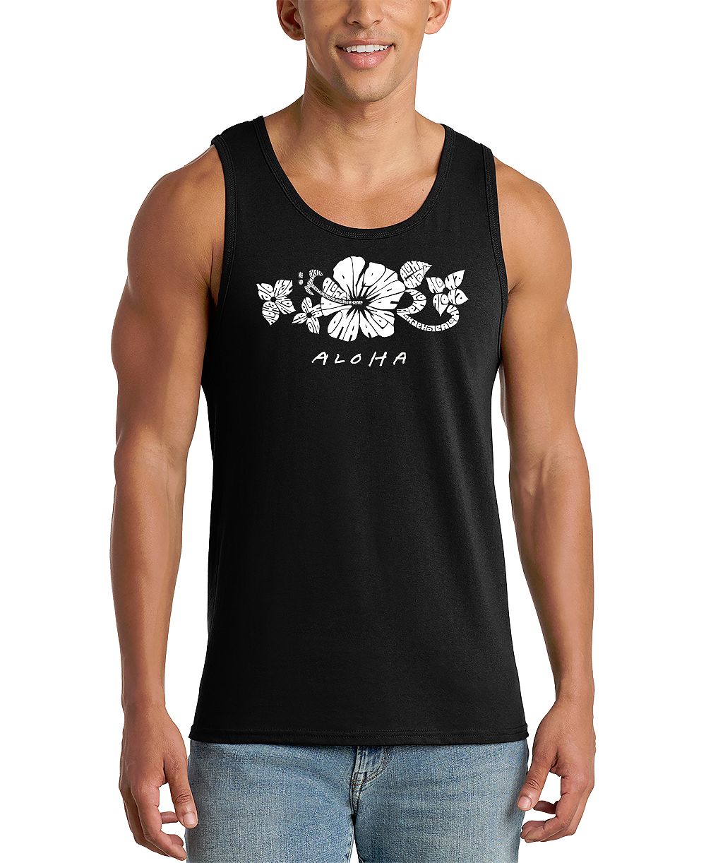 LA Pop Art Men's Aloha Word Art Graphic Tank Top