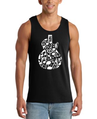LA Pop Art Men's Music Notes Acoustic Guitar Word Art Tank Top