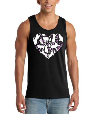 LA Pop Art Men's Cat Heart Word Art Graphic Tank Top