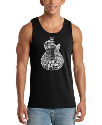 LA Pop Art Men's Electric Guitar Circular Word Art Graphic Tank Top