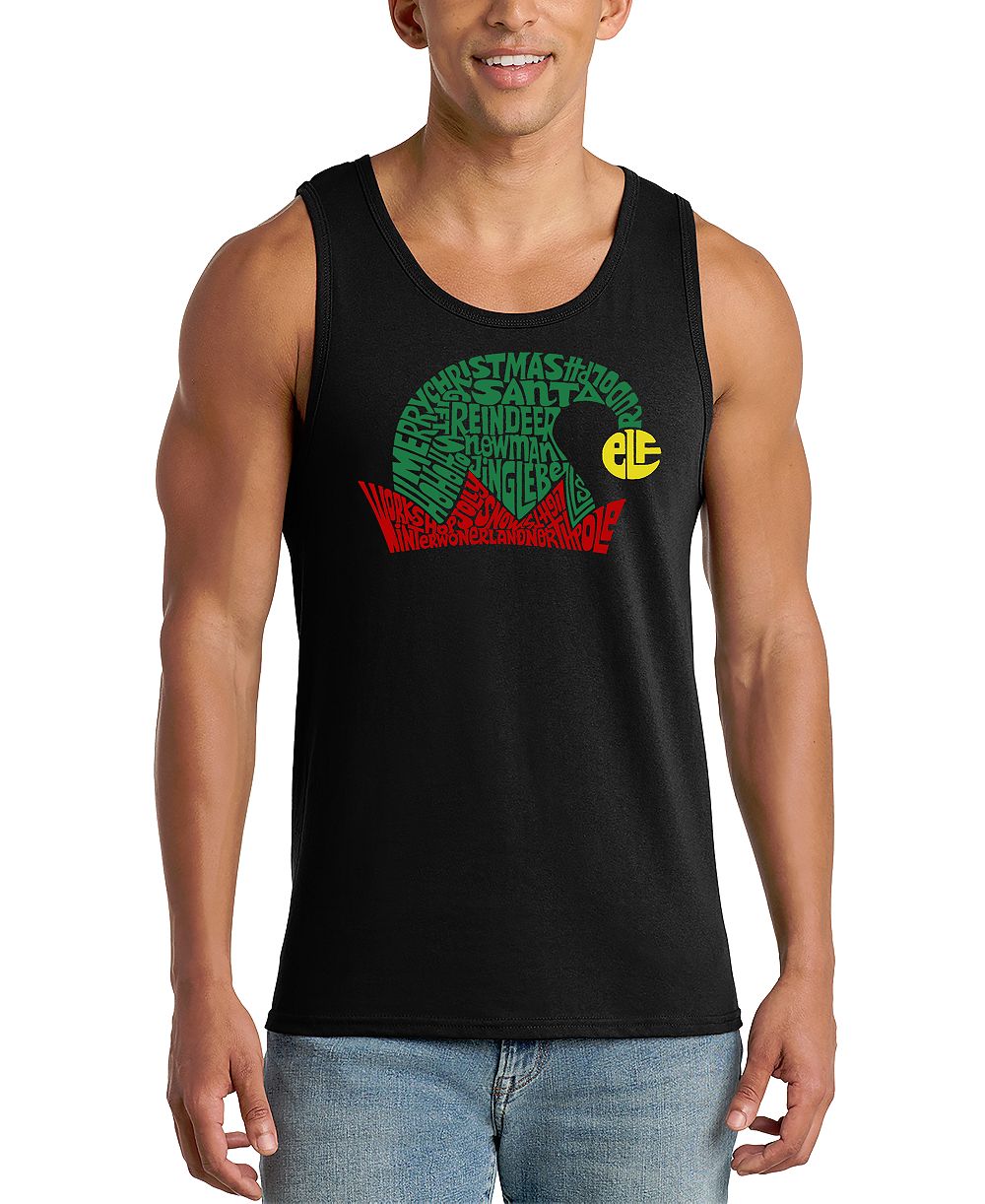 LA Pop Art Men's Christmas Elf Hat Graphic Tank Top