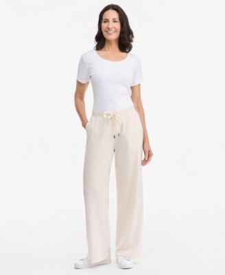 Style & Co Petite LuxLounge French Terry Wide Leg Elastic Waist Pants, Macy's Exclusive