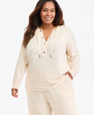 Style & Co женский худи с v-образным вырезом и пуговицами, размер plus size