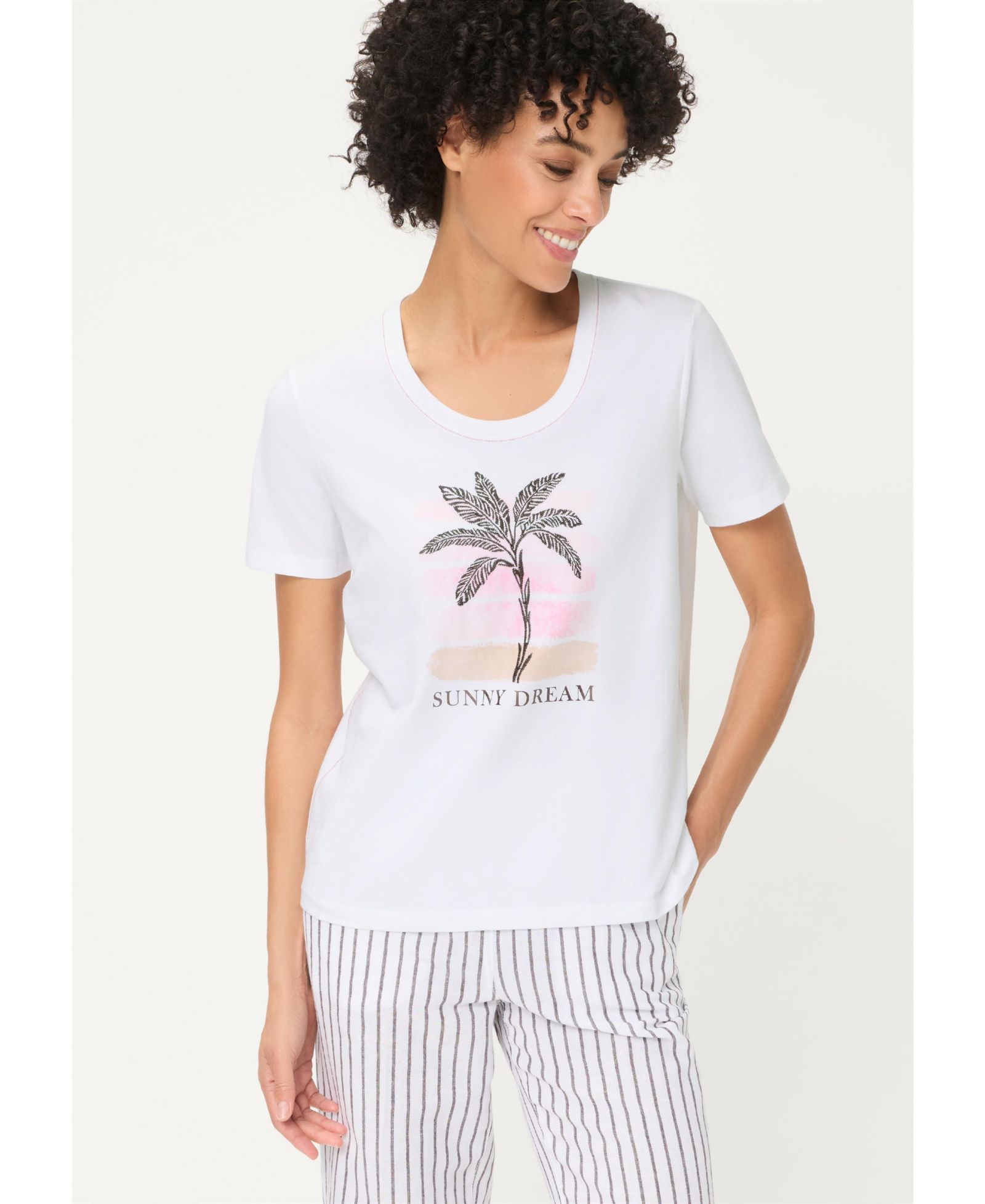 Olsen Women's Embroidered Placement Print T-Shirt
