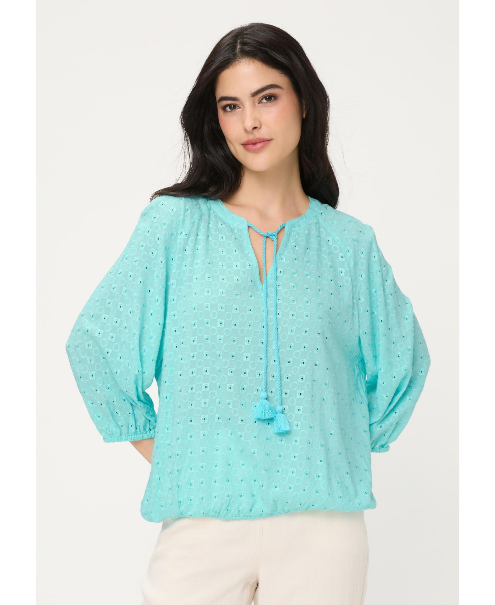 Olsen Женский Eyelet Embroidered Tunic Blouse