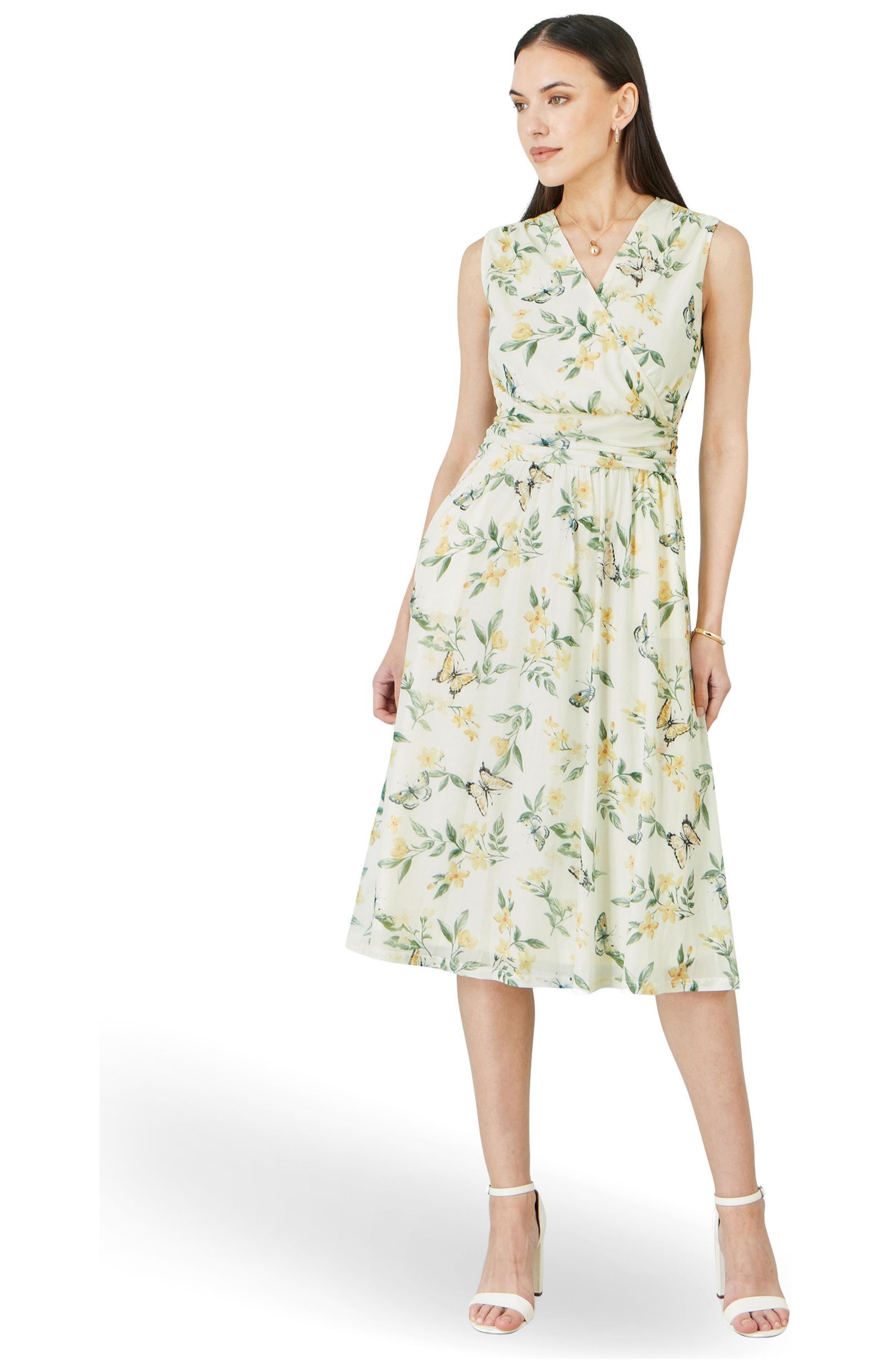 Женское миди-платье Yumi Floral Print Mesh Stretch