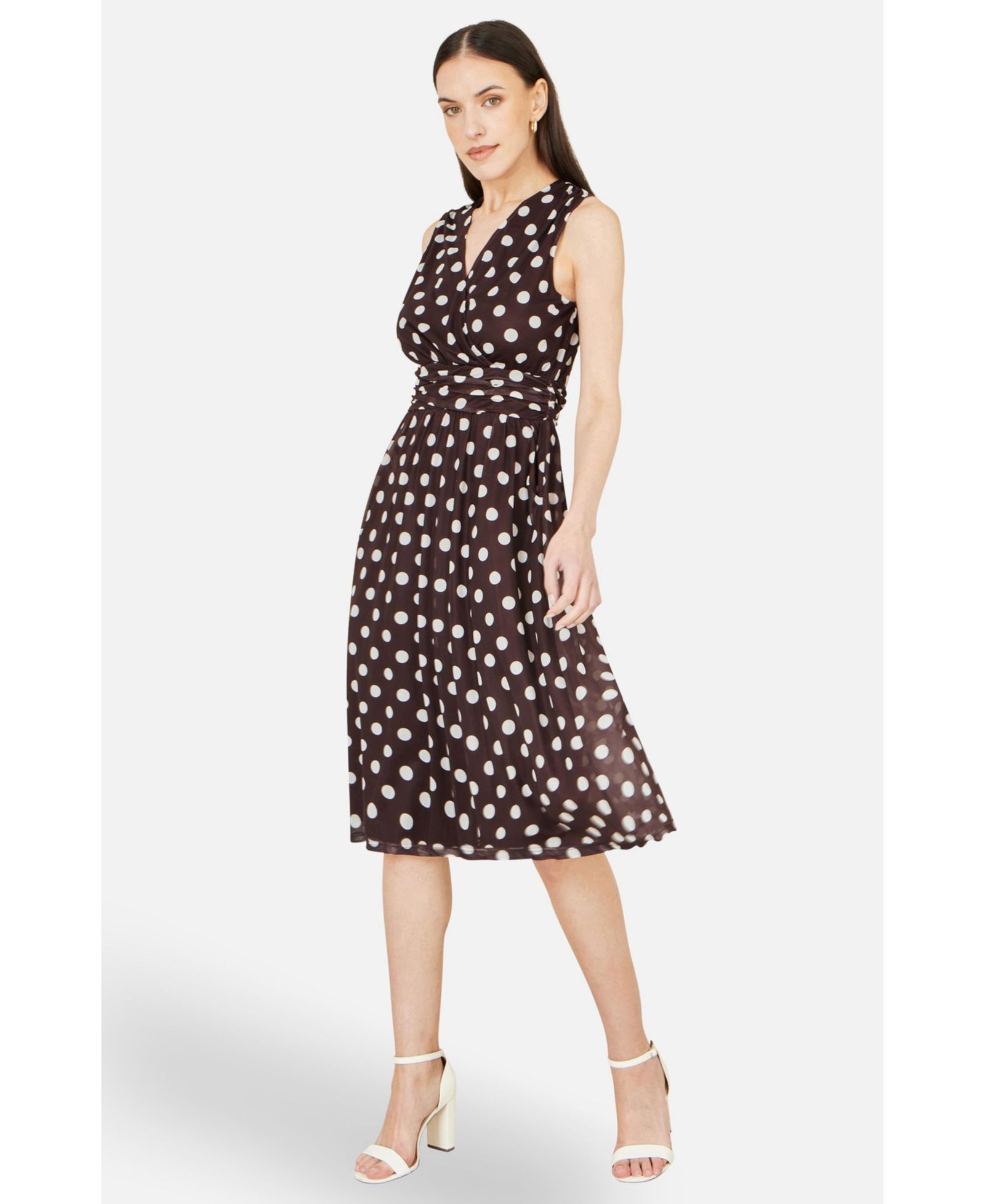 Женское платье Yumi Polka Dot Mesh Wrap Skater