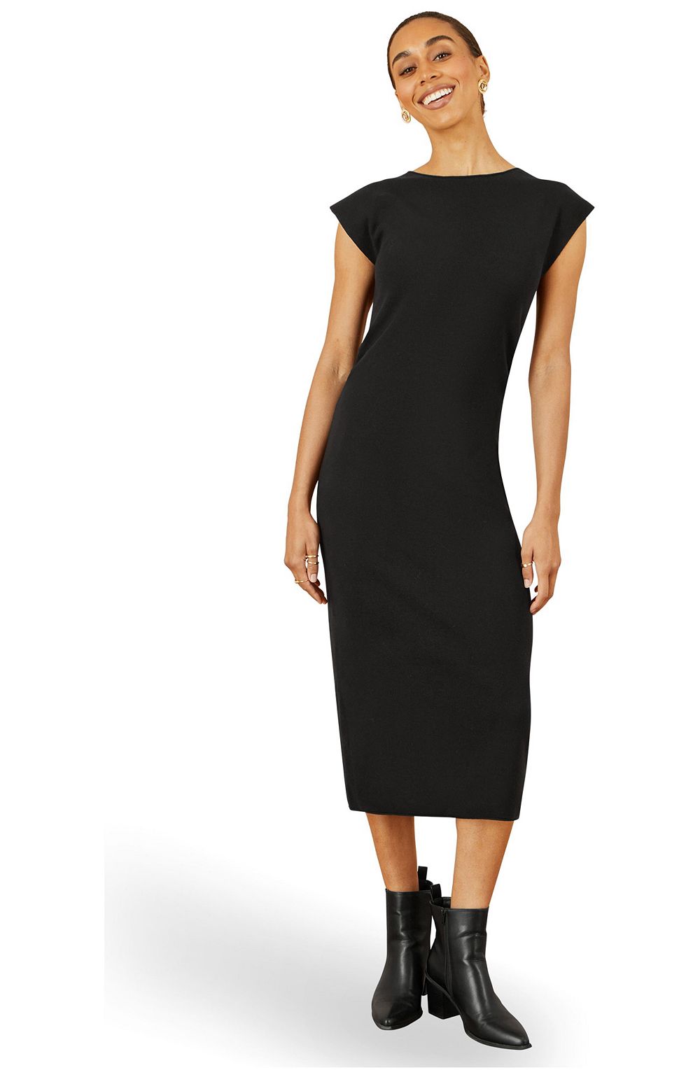 Женское трикотажное платье миди Yumi с драпировкой