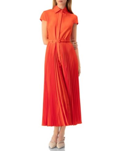 Женское платье Ivonne Short Sleeve Shirt Style Pleated Maxi-Dress