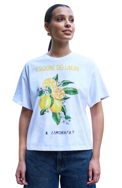 Женская хлопковая футболка Yumi Retro Lemon Print