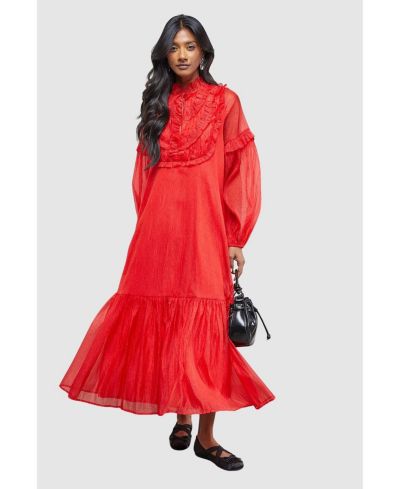 Женское миди-платье Warehouse Crinkle Stripe Frill