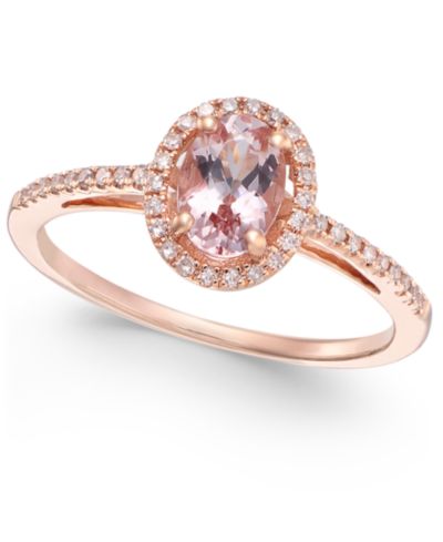 Кольцо с morganite (5/8 ct. t.w.) и diamond (1/6 ct. t.w.) в 14k rose gold