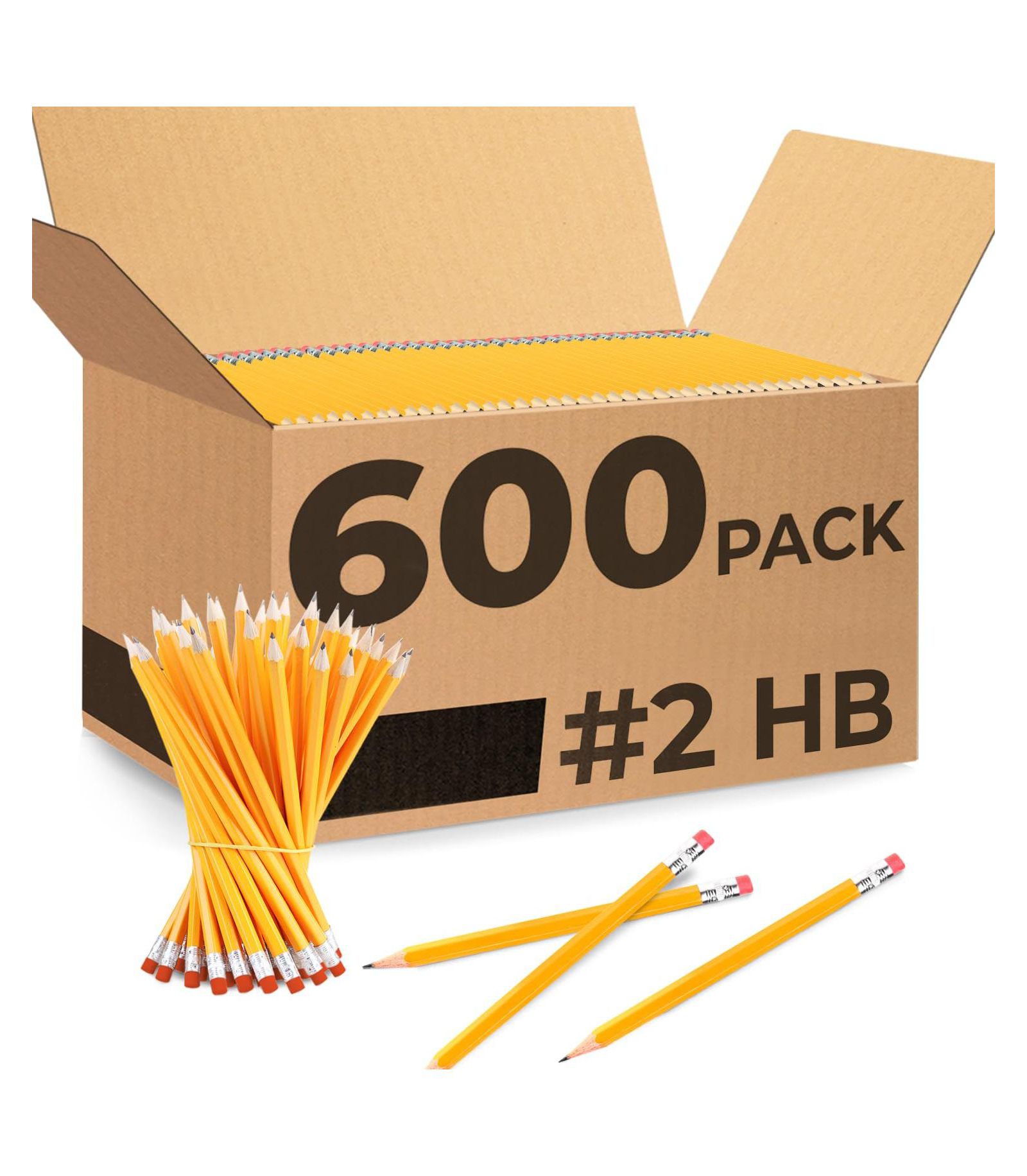 GNUADZ Pre-Sharpened Pencils with Erasers for School 600 Pack