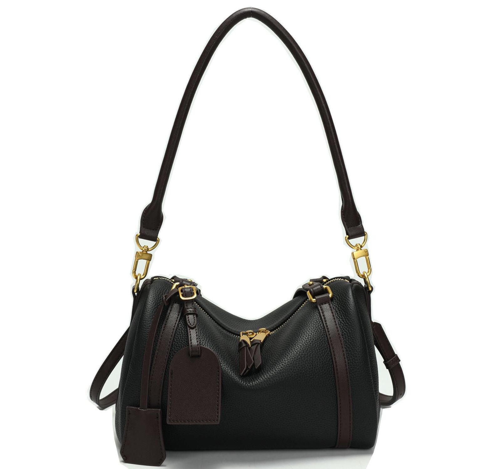 SUSU  Women's Elara Pebbled Leather Satchel Boston Dome Bag Top Handle Shoulder Crossbody Handbag