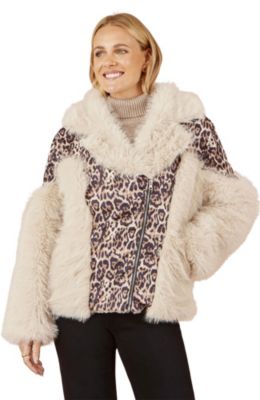 Женская куртка Yumi Faux Fur Biker Leopard Print