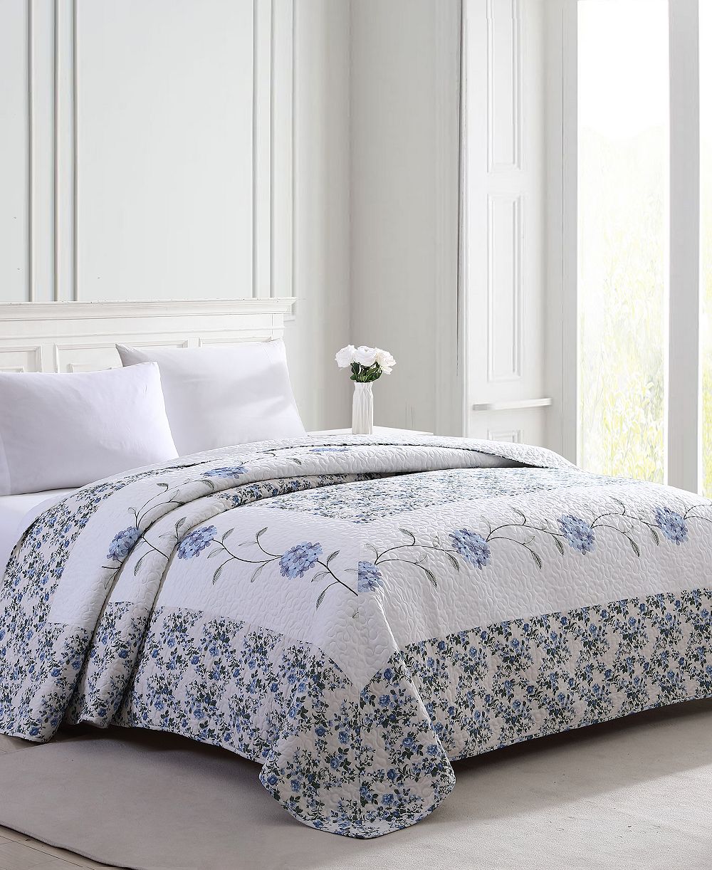 Расширенное покрывало Beatrice Home Fashions с вышивкой гвоздик