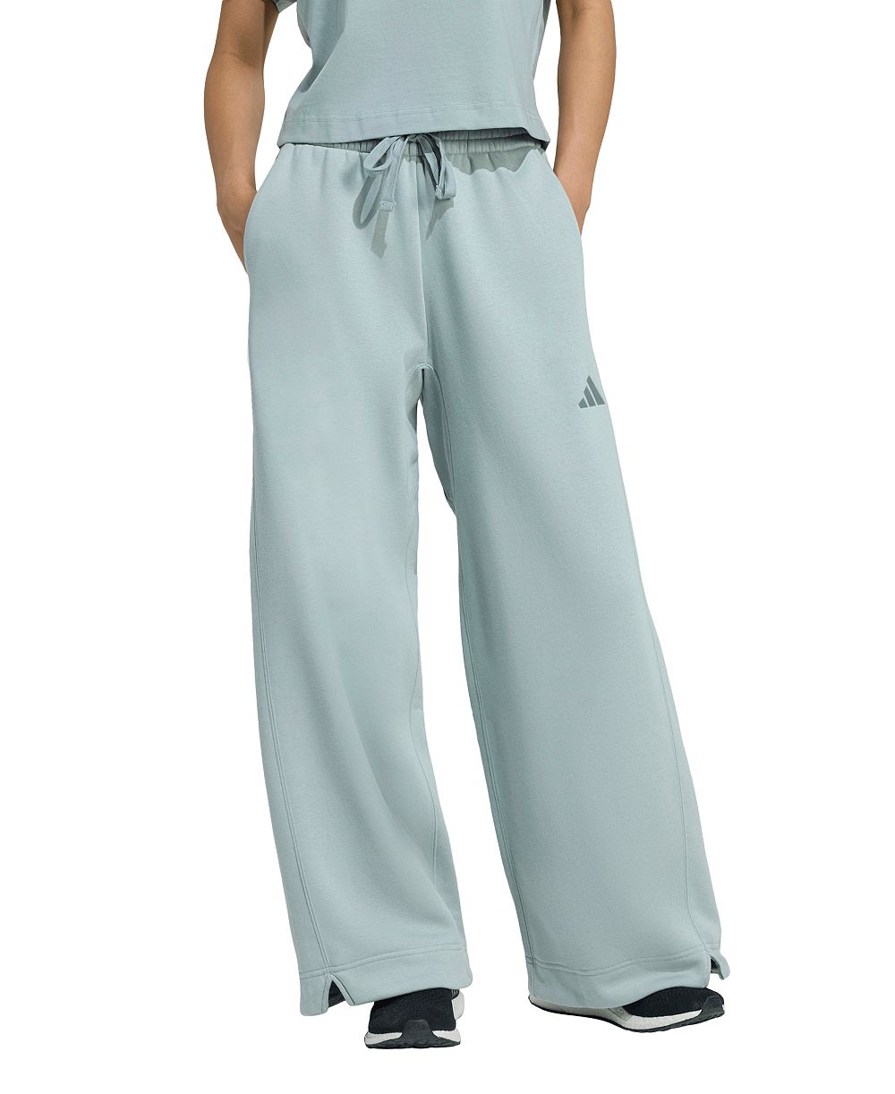 adidas Women's All Sizing Fleece Loose Wide-Leg Pants