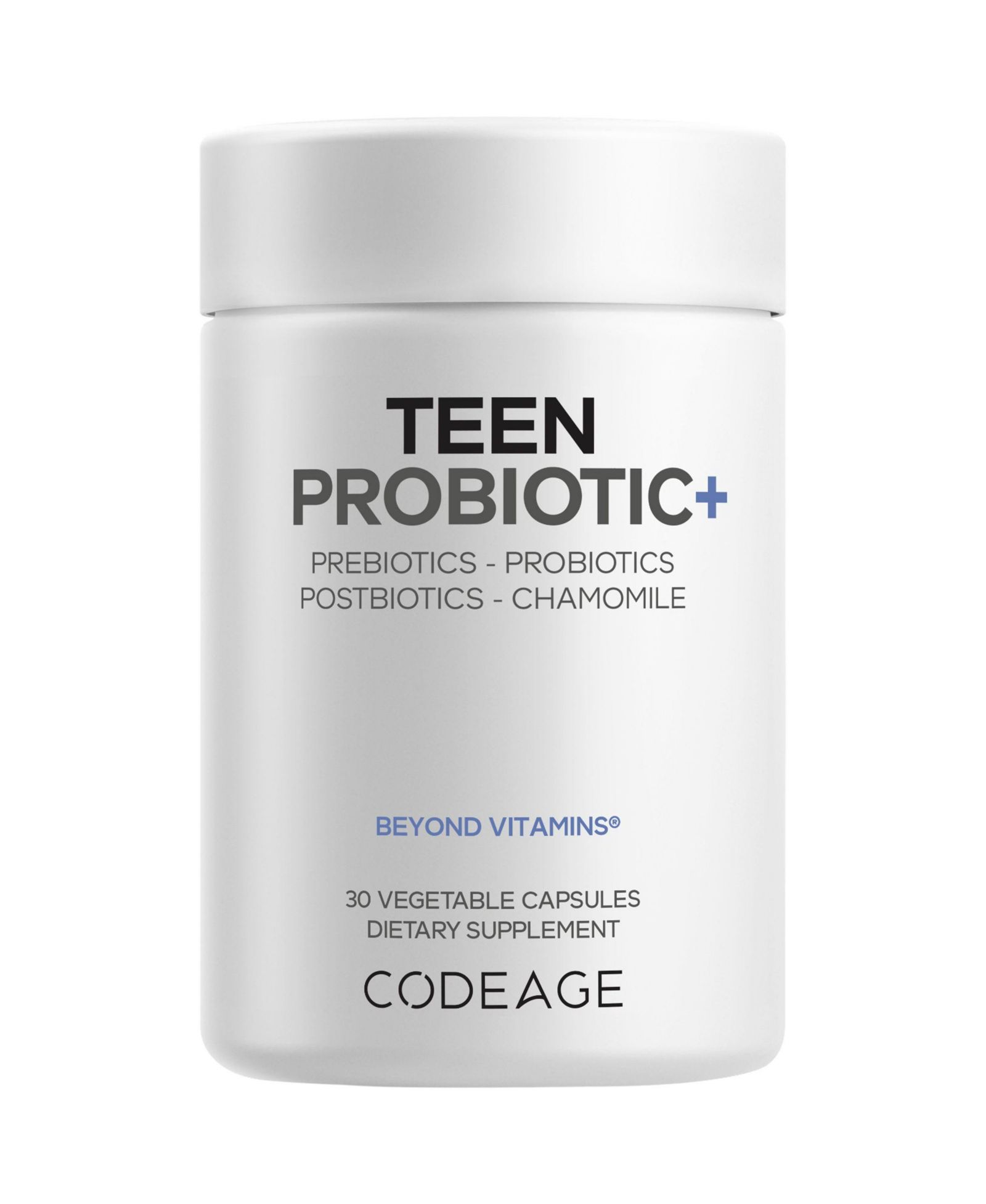 Codeage Teen Probiotic Plus 25B CFU с ромашкой для поддержки пищеварения 30 капсул