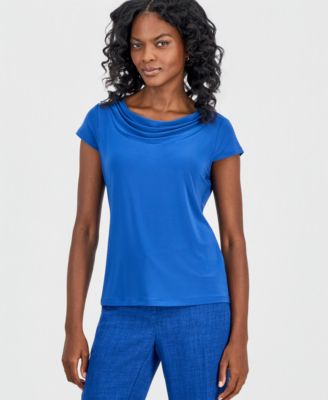 Kasper Women's Cowl-Neck Cap-Sleeve Blouse