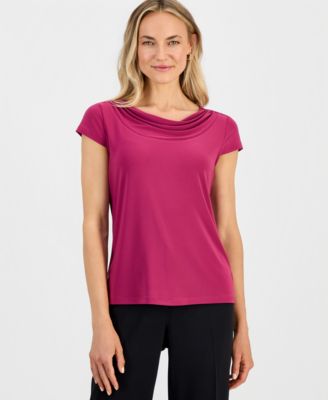 Женская блузка Kasper Cowl-Neck Cap-Sleeve Blouse