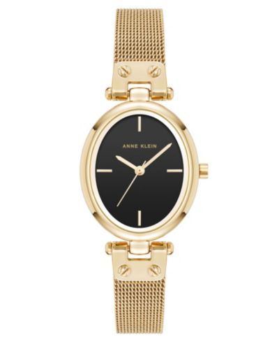 Anne Klein Women's Quartz Oval Gold-Tone Stainless Steel Mesh Watch 26mm