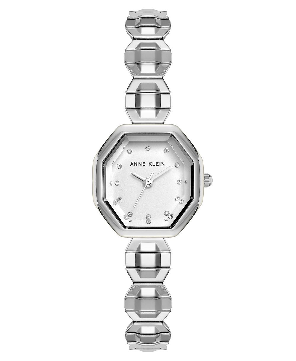 Женские кварцевые часы Anne Klein с восьмиугольным циферблатом, украшенным кристаллами, серебристый нержавеющий стальной браслет 24mm