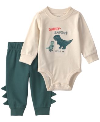 Carter's Детский Daddy-Saurus Loves Me Long-Sleeve Bodysuit and Pants, 2-Piece Set