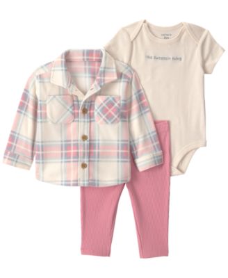 Комплект из 3 предметов Carter's Baby Girls' Plaid Fleece Bodysuit, Shirt and Pants