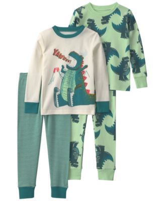 Детский хлопковый пижамный комплект Carter's Dino Striped 4-Piece