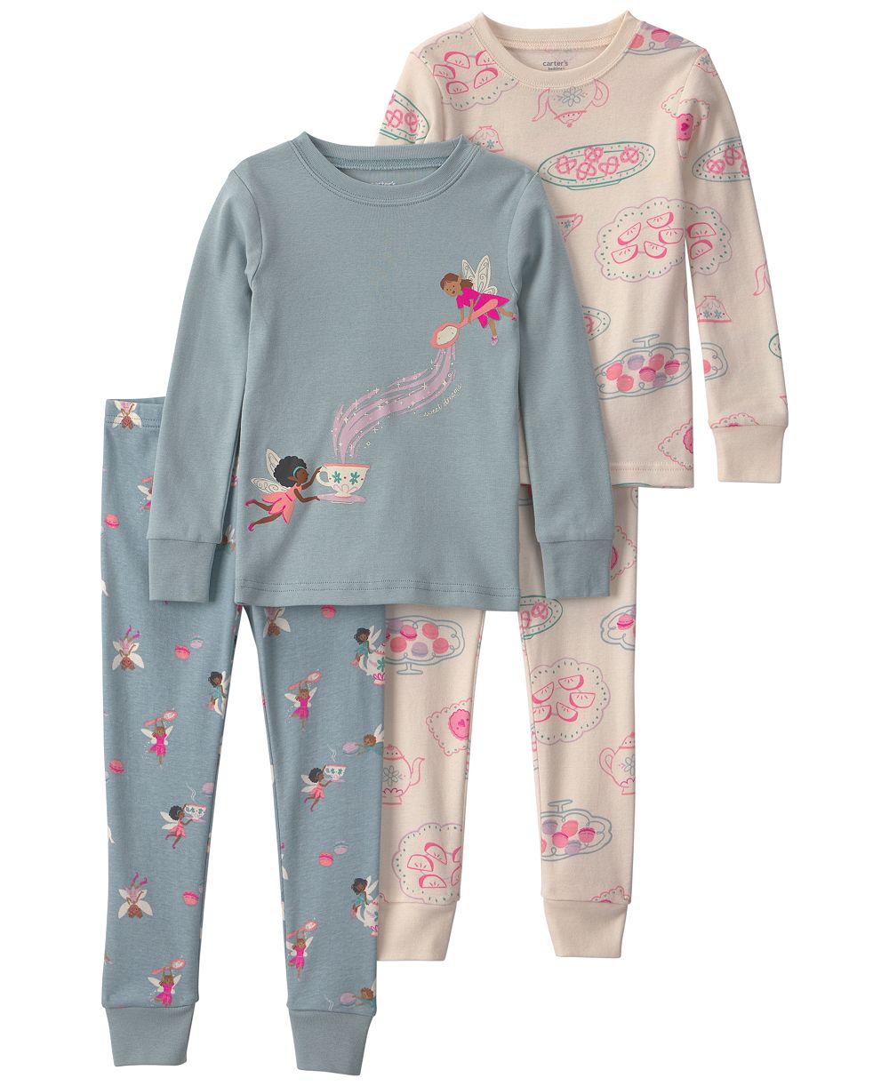 Carter's Детский хлопковый пижамный комплект из 4 предметов Fairy Tea Party