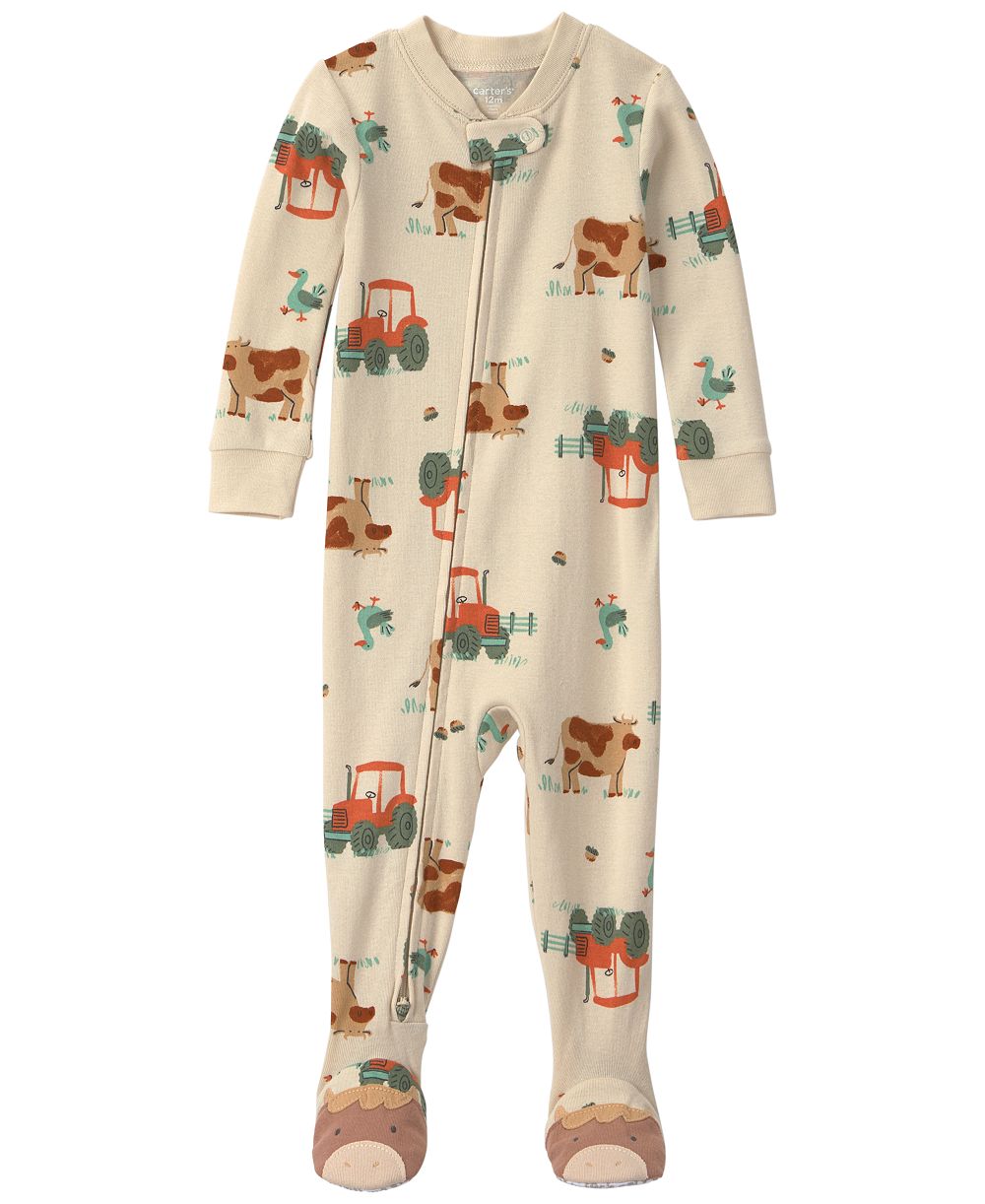 Carter's Baby Boys' Farm 2-Way Zip Cotton Footed Pajama