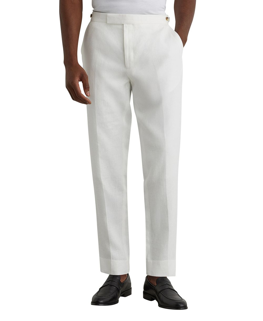 REISS Men's Atlantic Linen Tailored-Fit Side Adjuster Waist Suit Pants