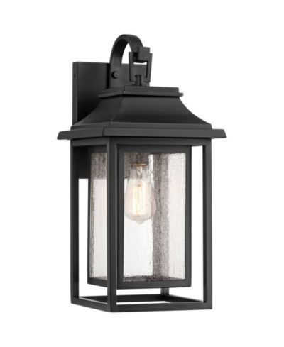 John Timberland Cecile 21.25 High Mission Outdoor Wall Light Fixture Mount Porch House Box Lantern Weatherproof Black Clear Glass Shade