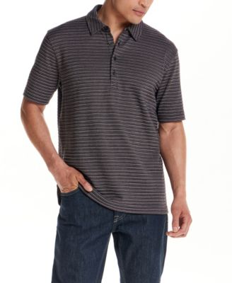 Vintage & Black Men's Short-Sleeve Jacquard Stripe Polo Shirt