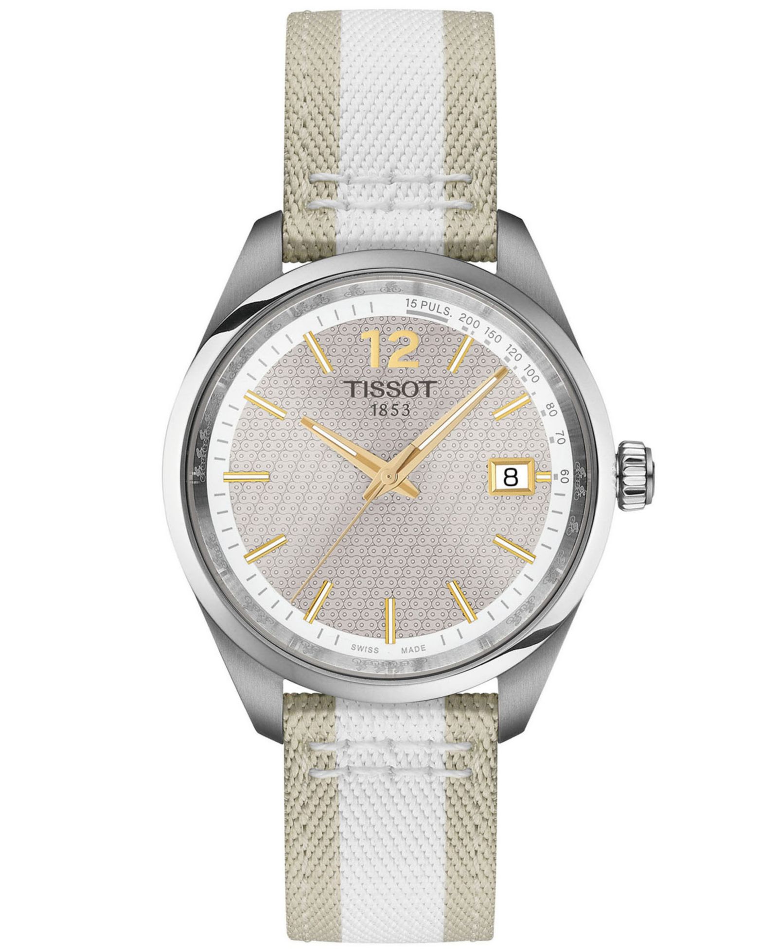 Женские часы Tissot Bicolor Beige & White Textile Strap 34mm