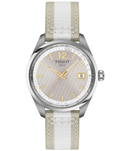 Tissot Women's Bicolor, Beige & White Textile Strap Watch 34mm