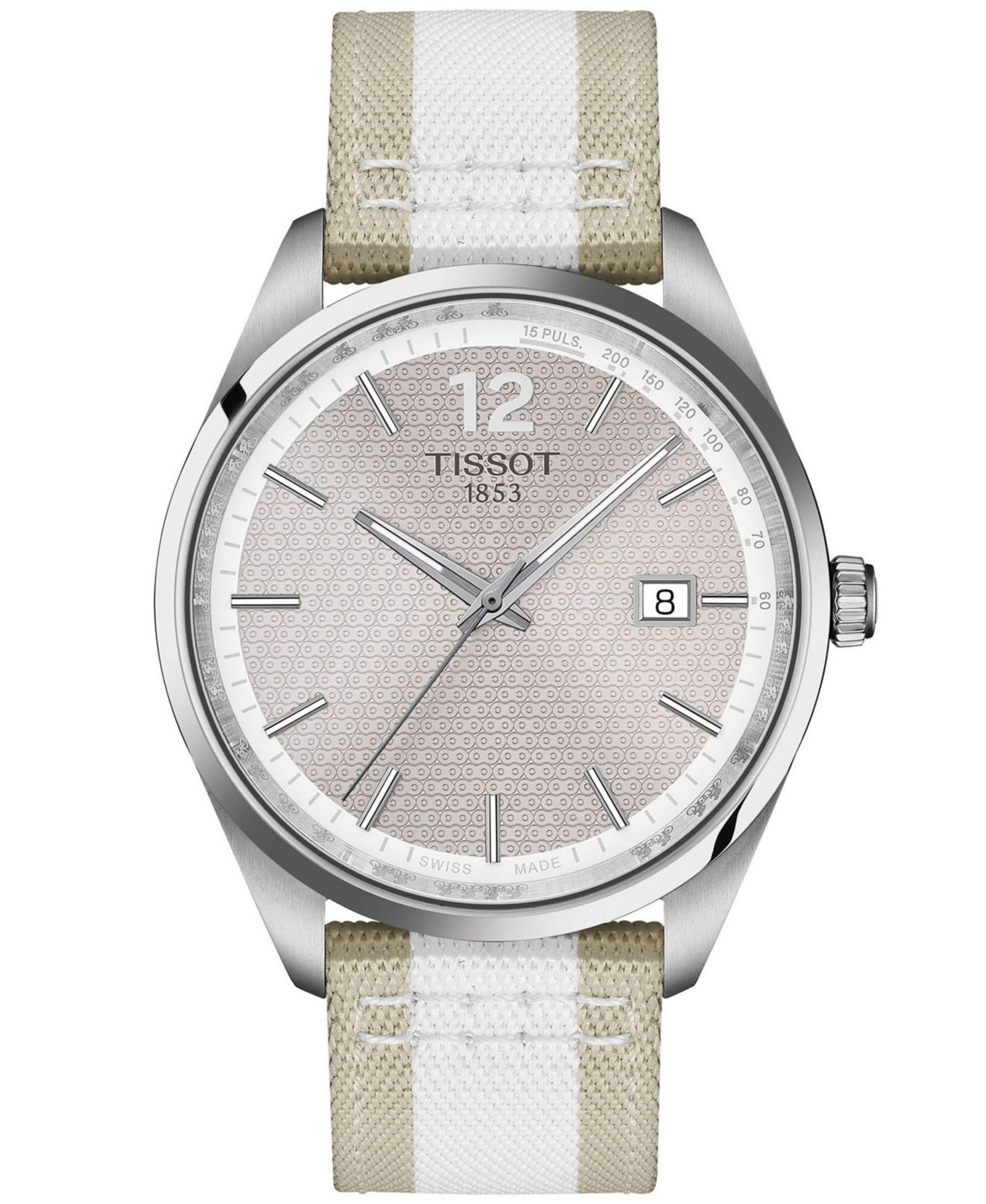 Tissot Men's Bicolor, Beige & White Textile Strap Watch 40mm