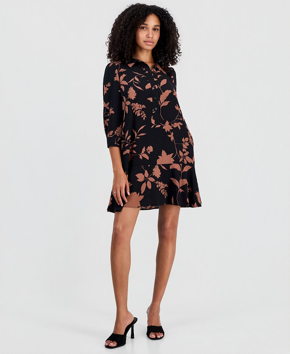 Женское платье Robbie Bee Petite Printed Ruffle-Hem Scuba Dress