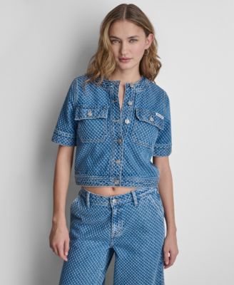 Женская джинсовая рубашка-куртка DKNY Jeans с укороченным кроем и карманами