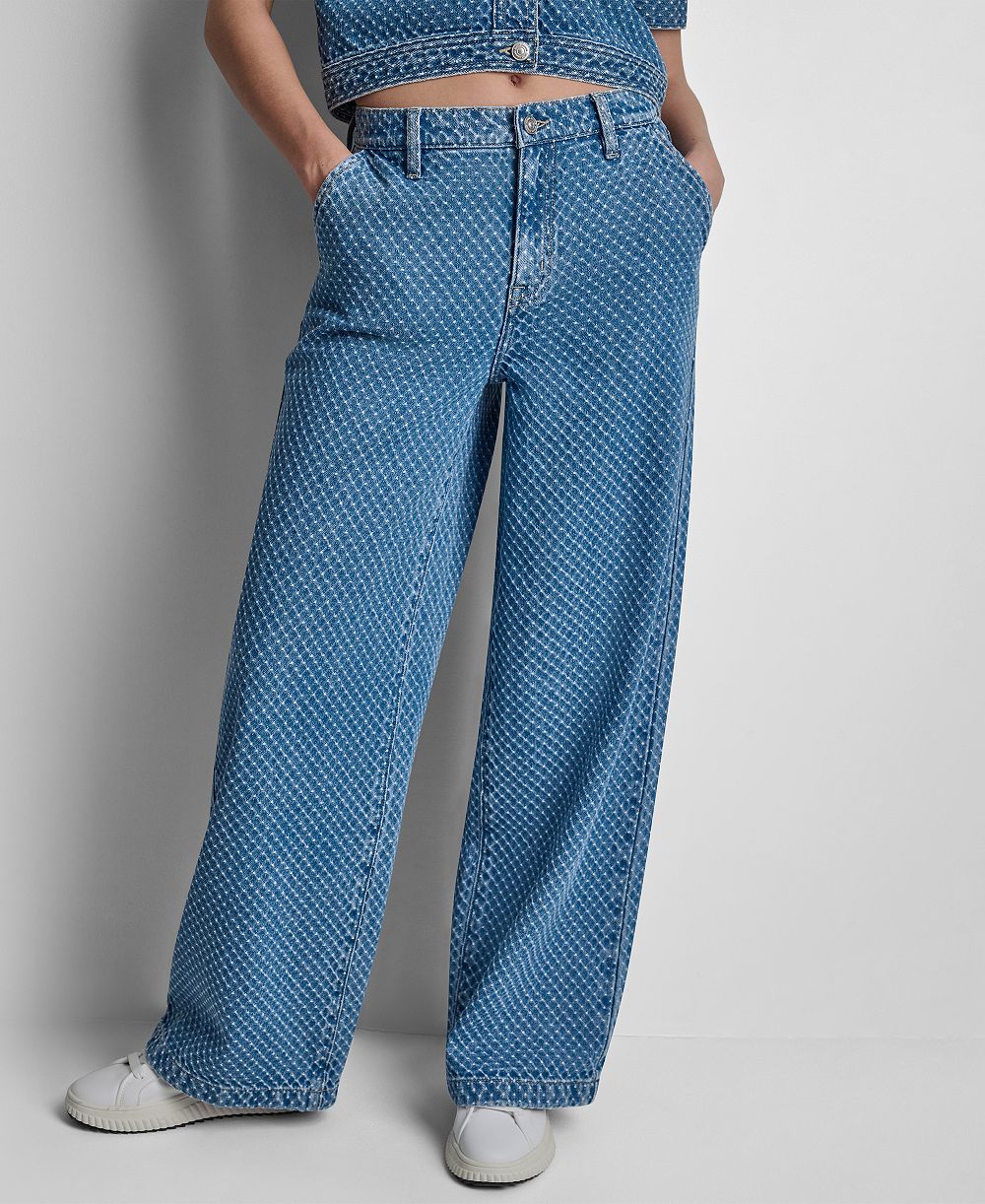 DKNY Jeans Women's Mid-Rise Wide-Leg Boucle Jeans